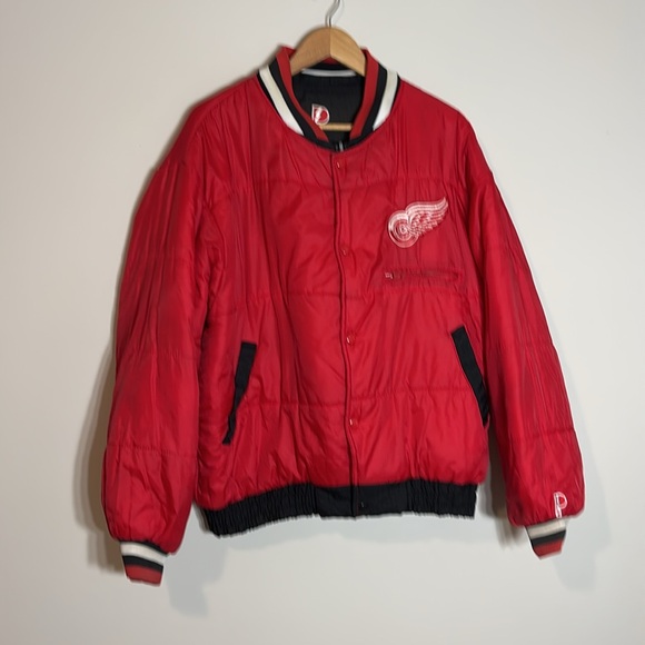 Vintage Pro Player Detroit Red Wings Reversible Puffer Jacket Medium - Picture 6 of 8